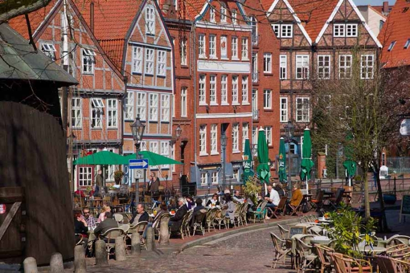 Alter Stader Hafen (Fischmarkt) im Sommer